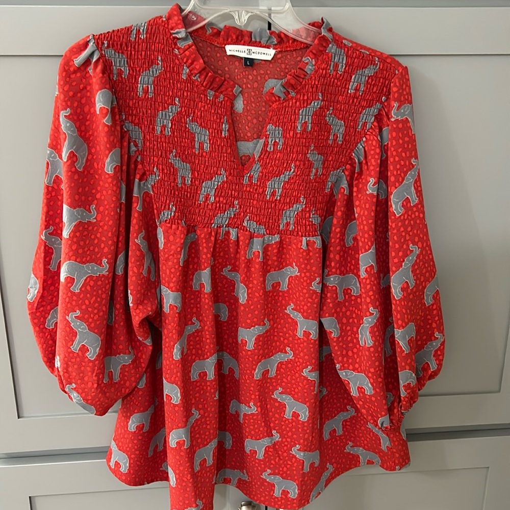 Michelle McDowell blouse. Great piecet for Game Day- Roll Tide.